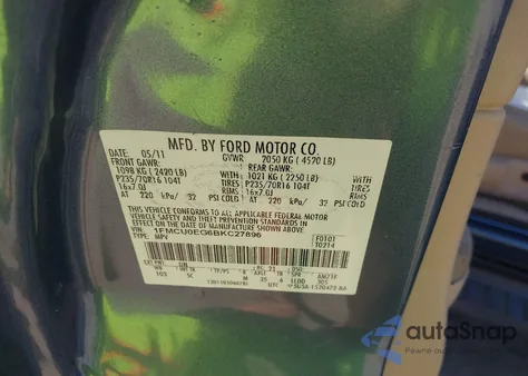 2011 Ford Escape Limited z USA, uszkodzony, nr VIN 1FMCU0EG6BKC27896